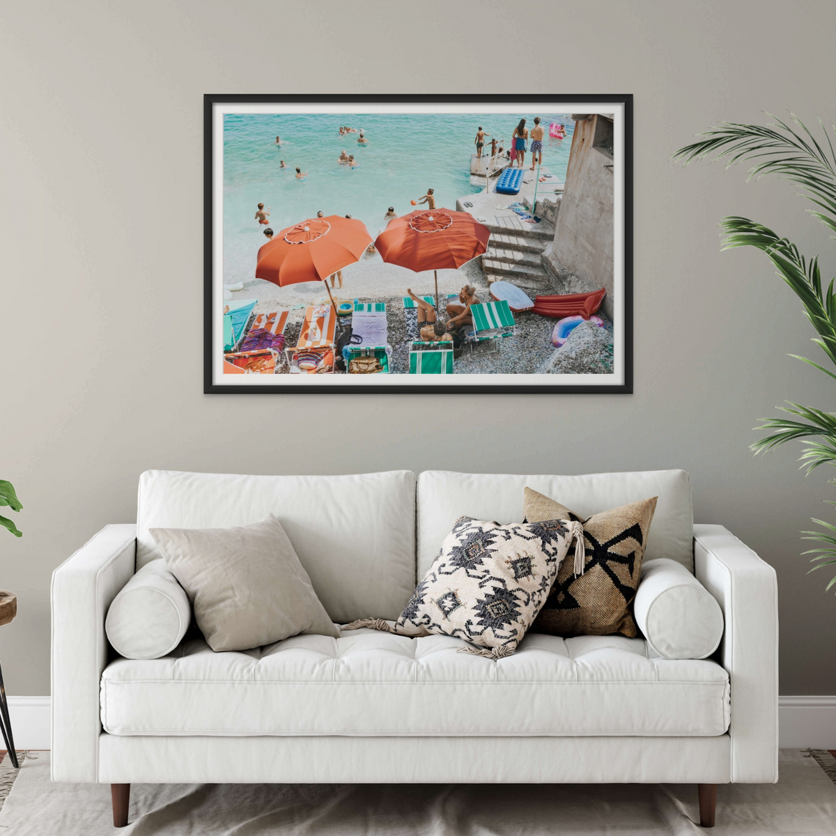 Water Wonderland Capri Mediterranean wall art framed print styled in a room view 2