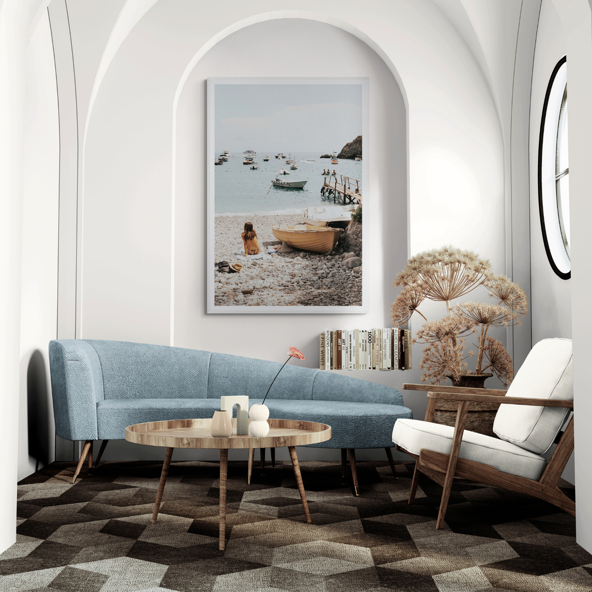 Solo Sojourn Nerano wall art framed print styled in a room