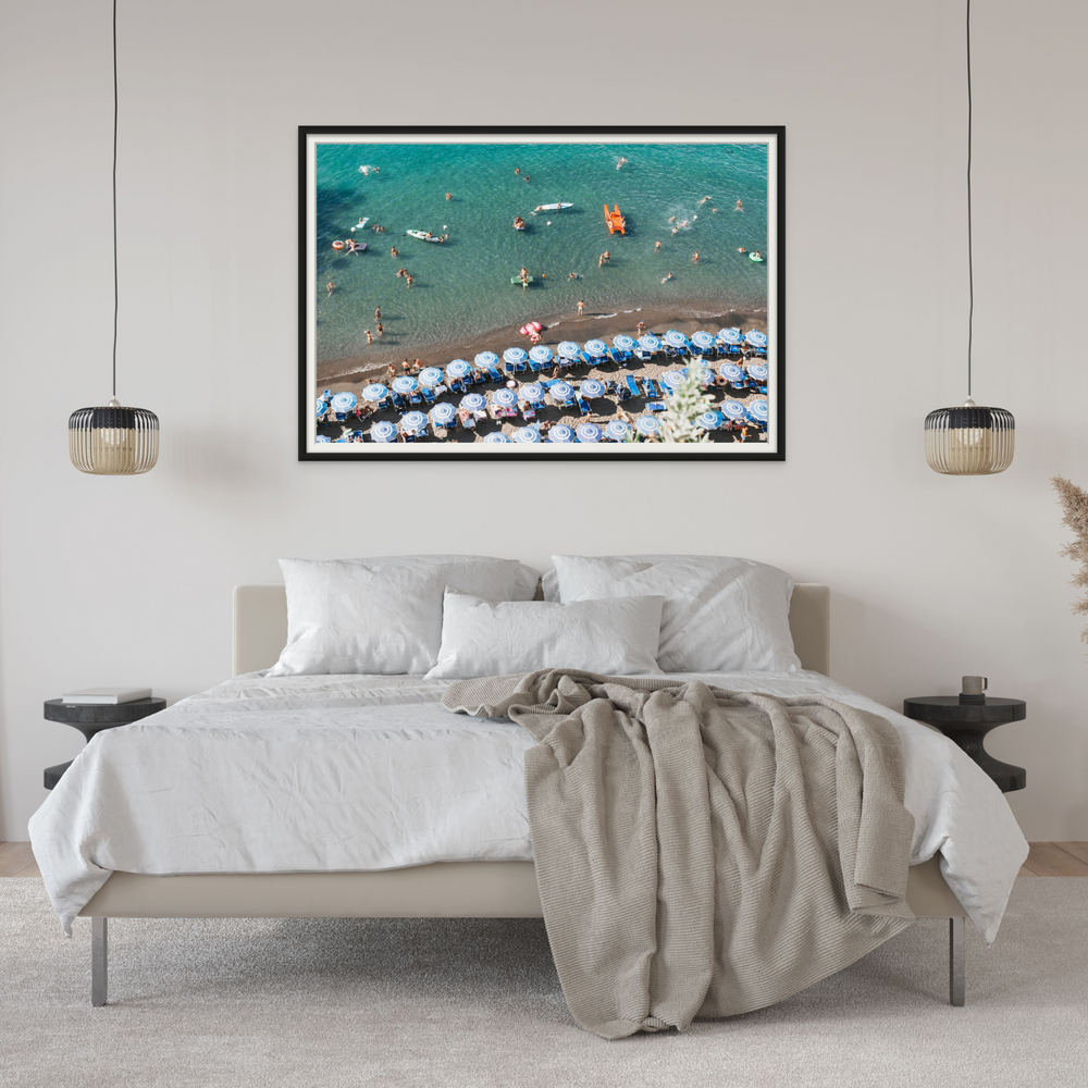 The Sea of Tranquility Sorrento coastal wall art framed print styled in a room view 2