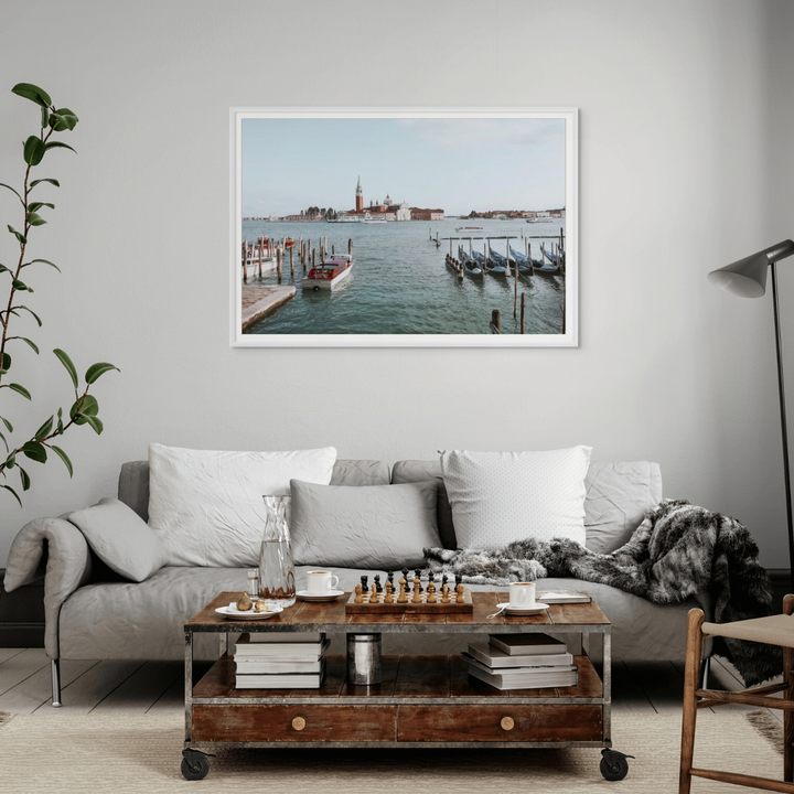 Venetian Waterscape Venice Italian art print framed print styled in a room