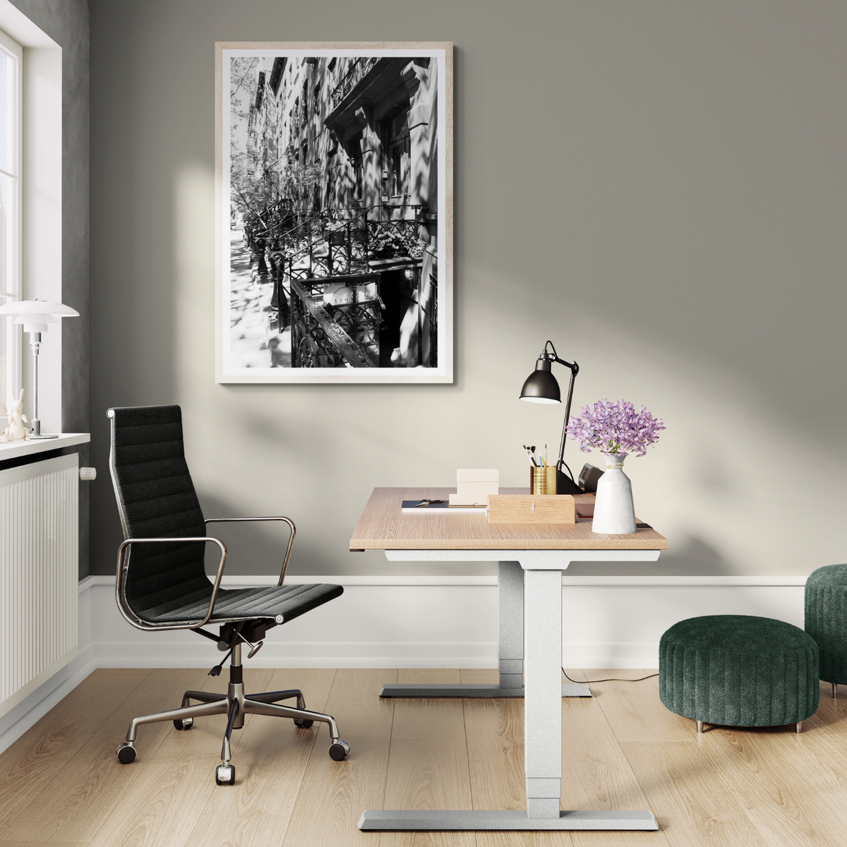 Shadow Dance New York NYC Black & White wall art framed print styled in a room view 2