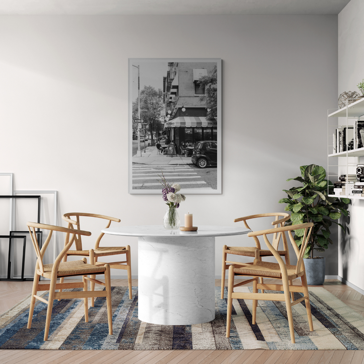 Figaro New York NYC Black & White wall art framed print styled in a room view 2