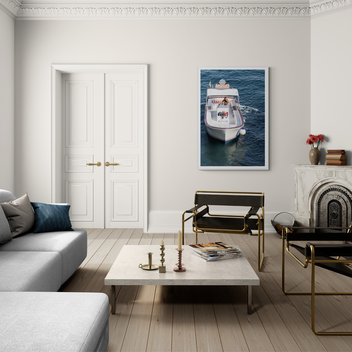 Pilota di Motoscafo Positano wall art framed print styled in a room