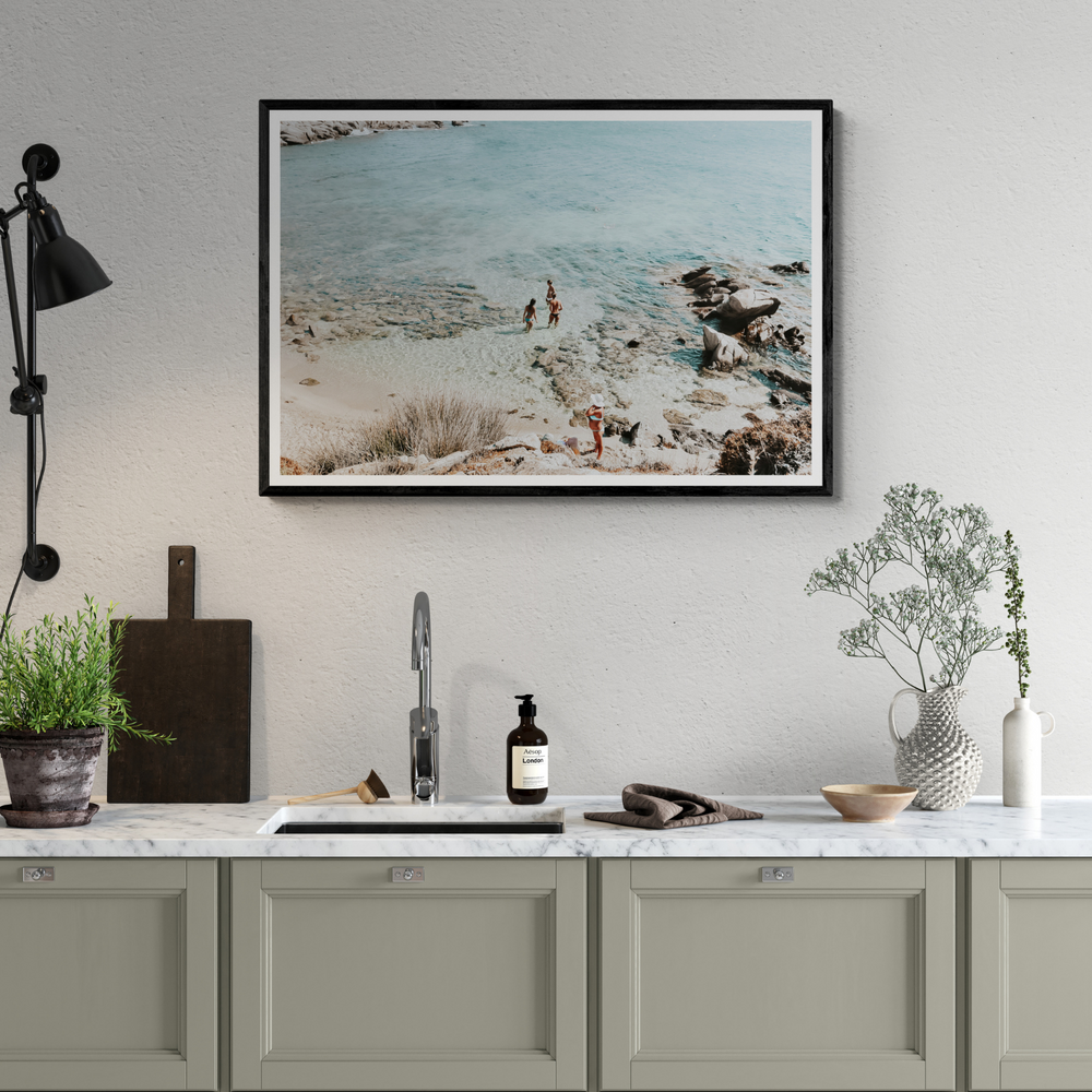Easy On The Eyes Mykonos Greek island wall art framed print styled in a room view 2