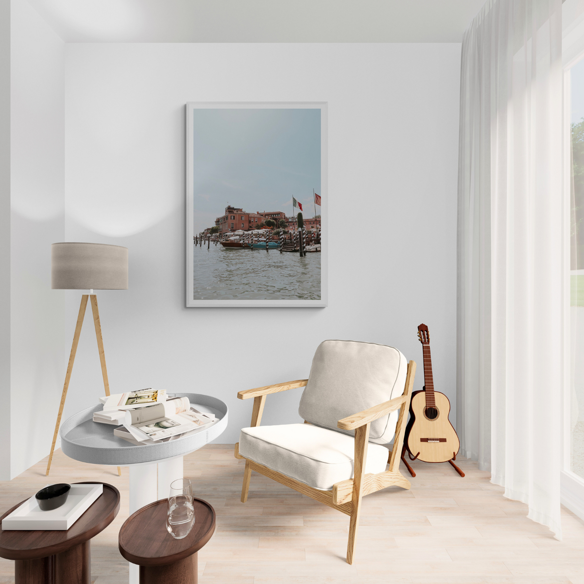 Giudecca Island Venice wall art framed print styled in a room view 2