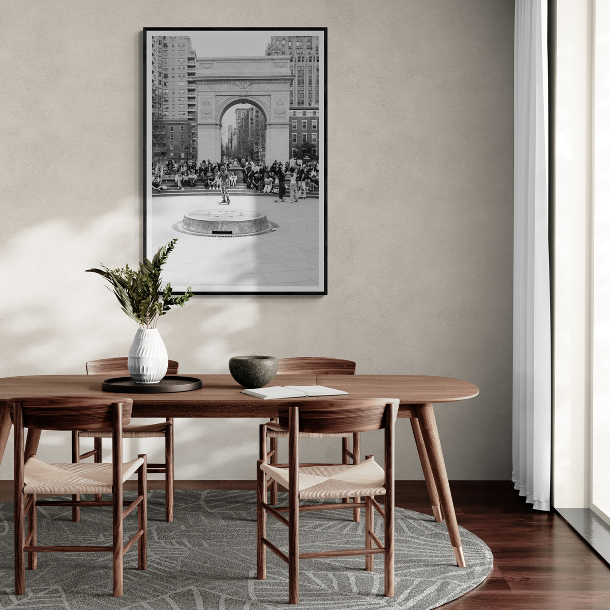 Concrete Conqueror New York NYC Skateboard wall art framed print styled in a room