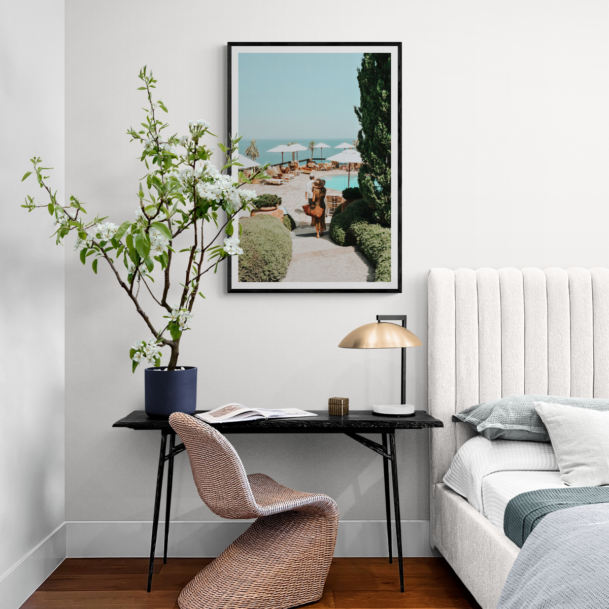 The World Is Your Catwalk Tuscany coastal wall art framed print styled in a room view 2