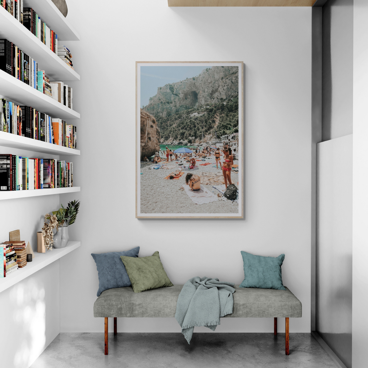 Marina Piccola Capri Mediterranean wall art framed print styled in a room