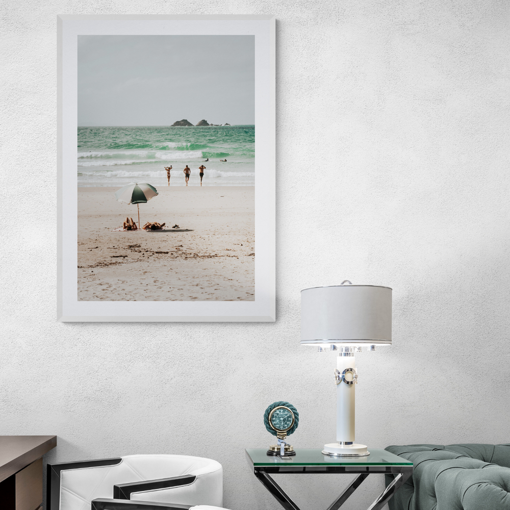 Escape The Ordinary Byron Bay coastal decor wall art framed print styled in a room view 3