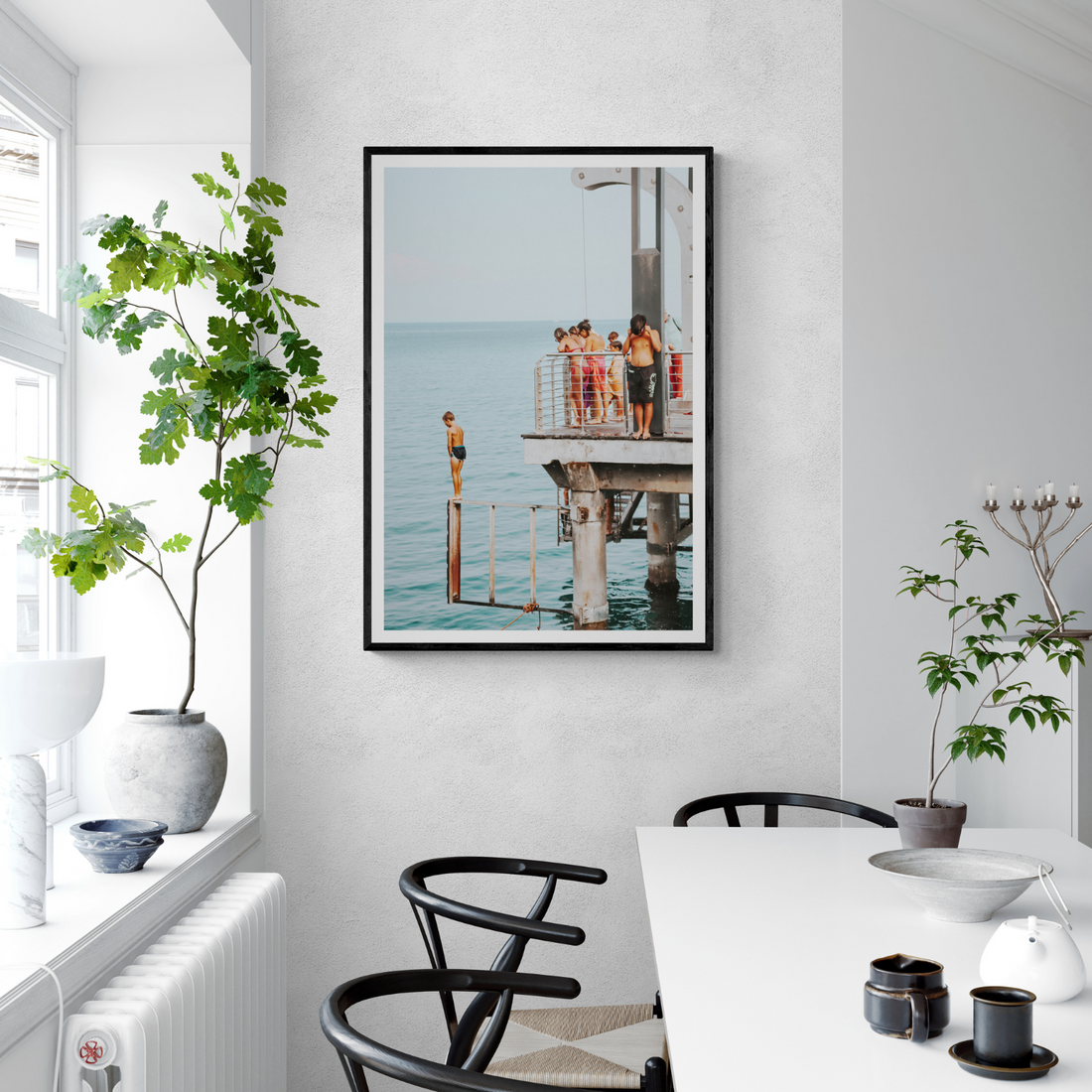 Golden Boy Alassio coastal decor wall art framed print styled in a room view 3