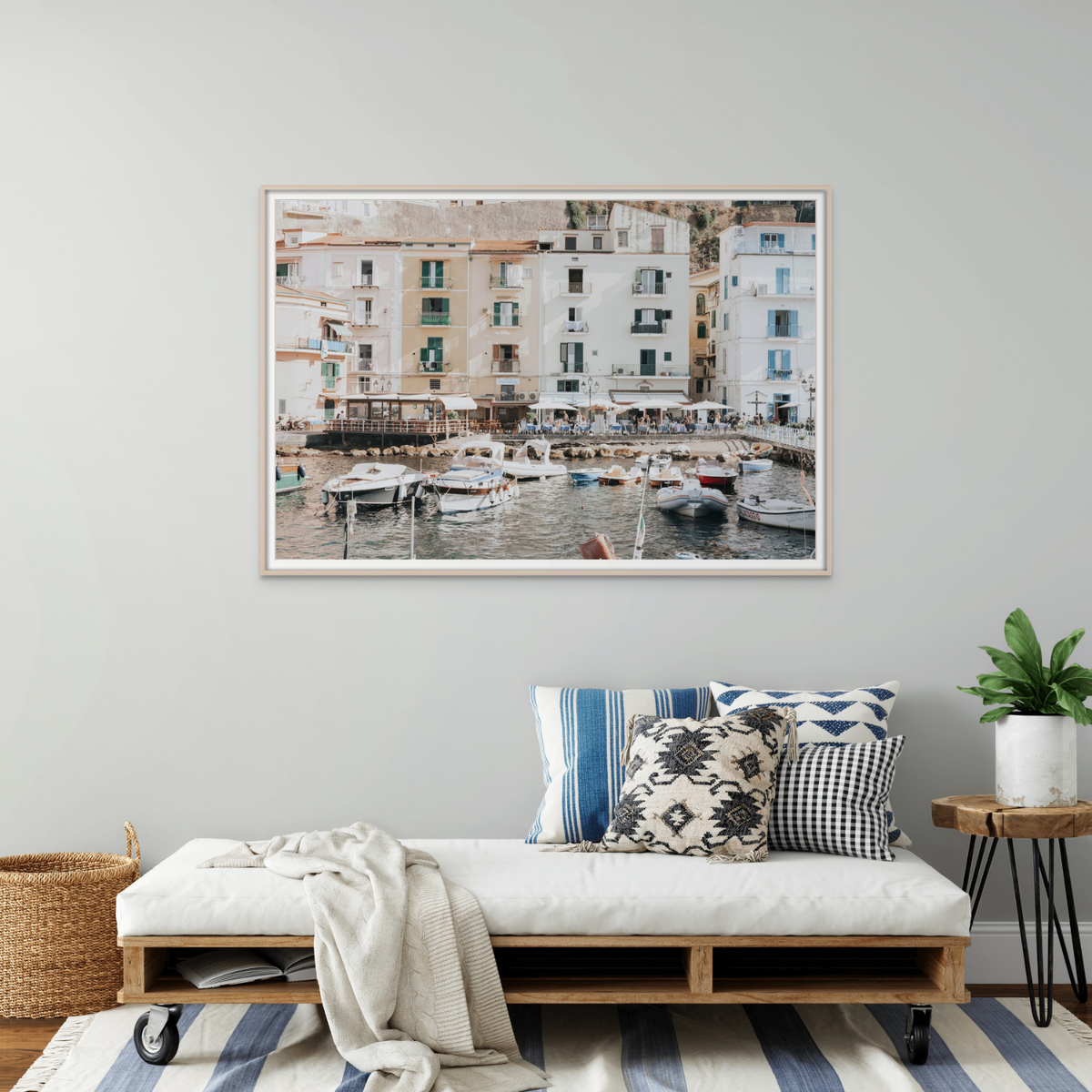 L'Insenatura Sorrento coastal Italian wall art framed print styled in a room