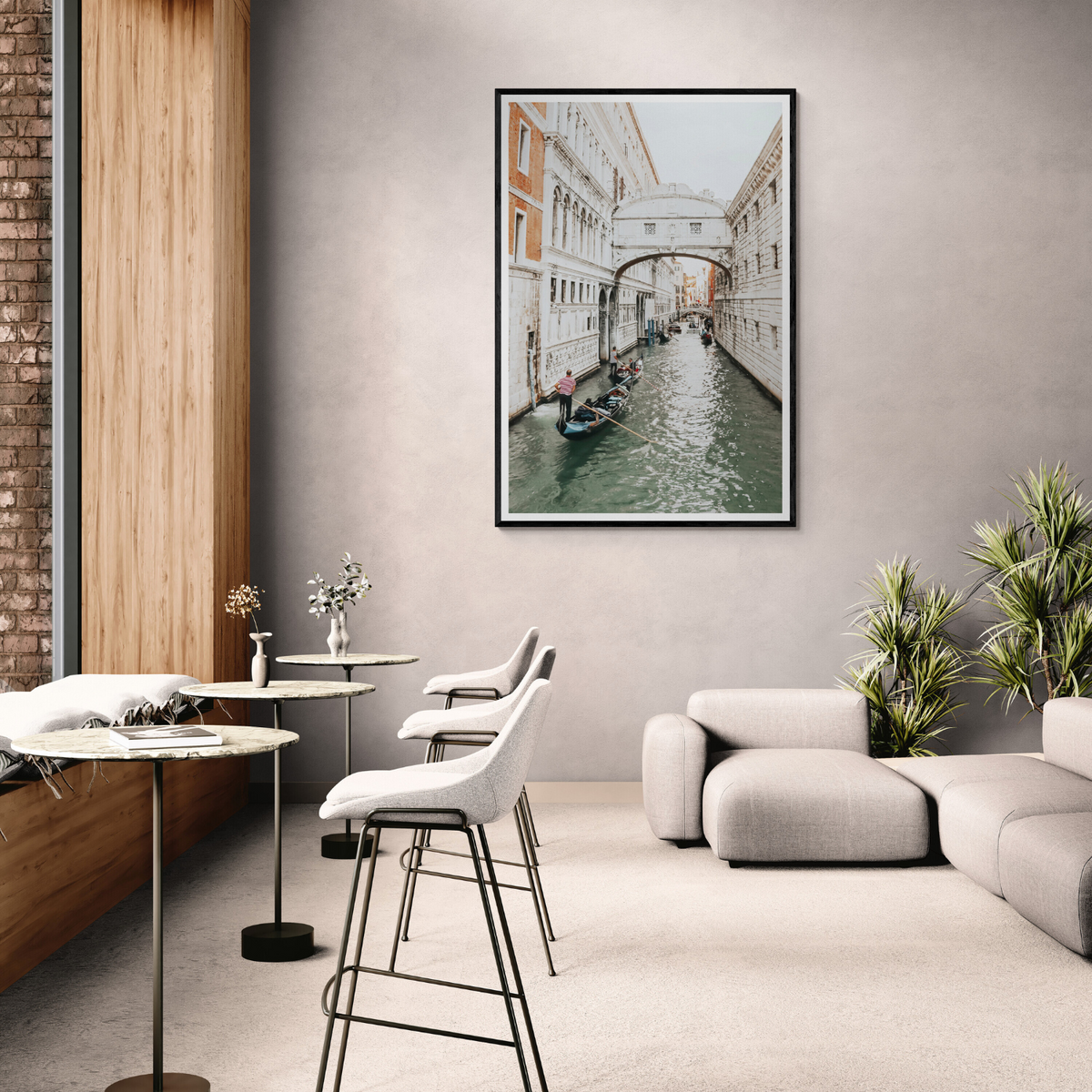 Bridge of Sighs Venice Gondola Italian wall art framed print styled in a room