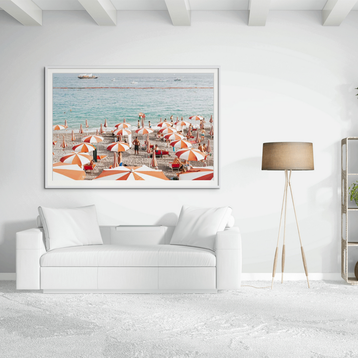 That's Amore Amalfi Mediterranean wall art framed print styled in a room