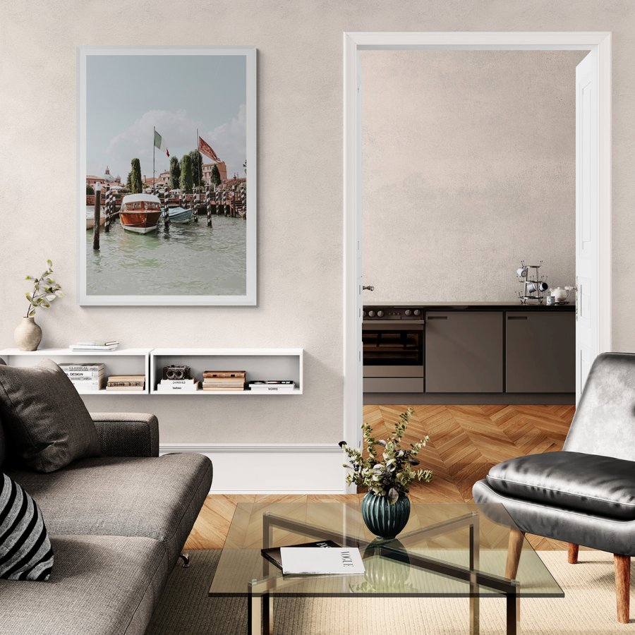 Cipriani Venice wall art framed print styled in a room