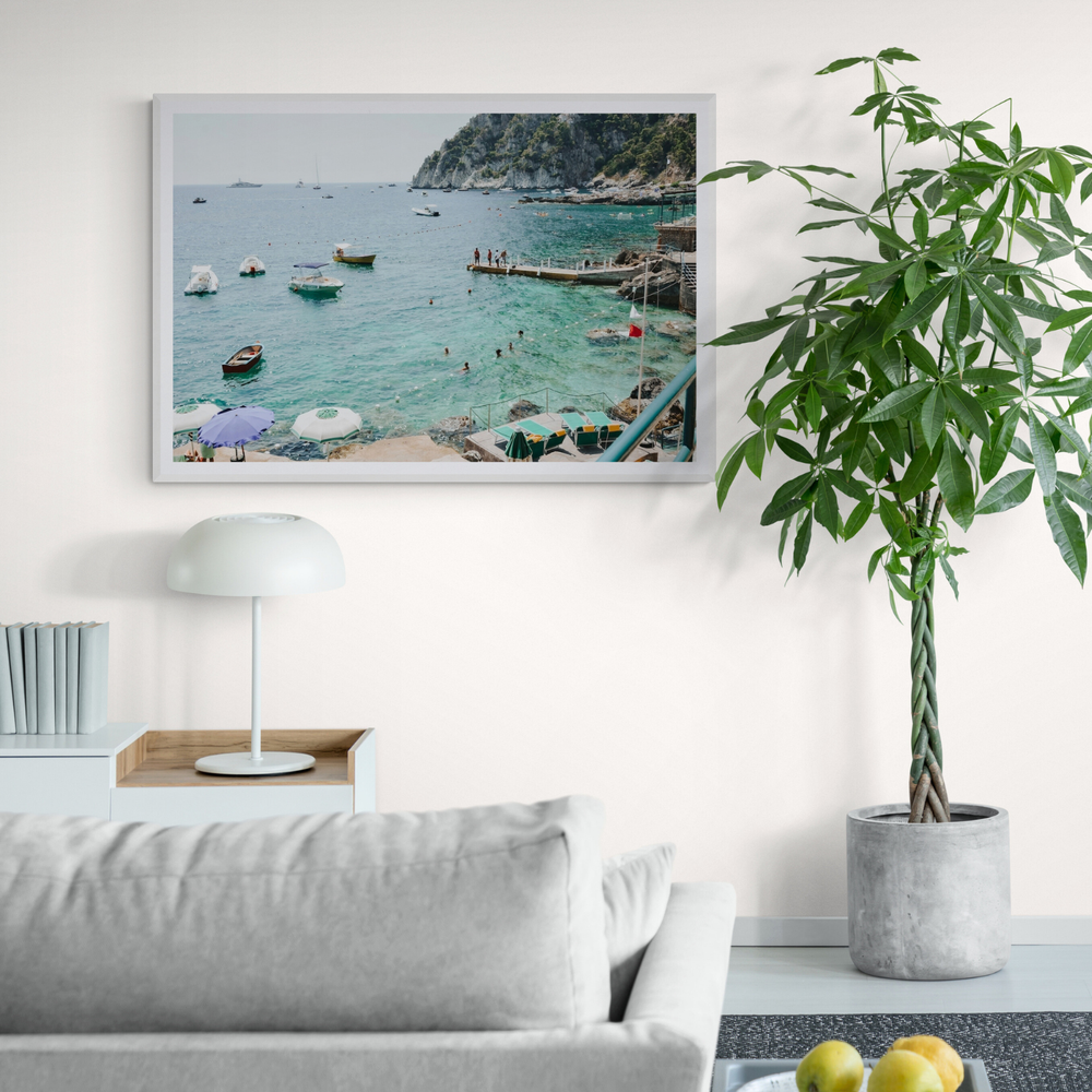 Delizia Pomeridiana Capri coastal wall art framed print styled in a room view 2