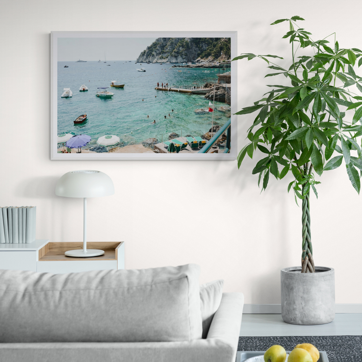 Delizia Pomeridiana Capri coastal wall art framed print styled in a room view 2