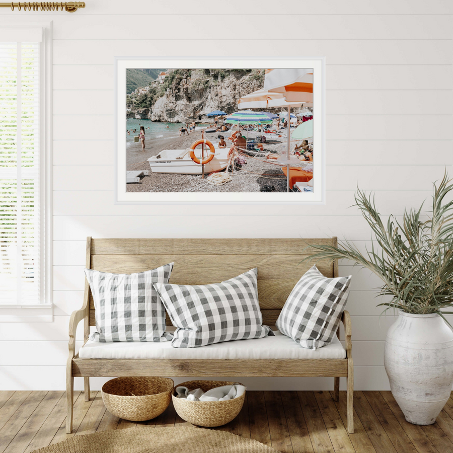 Bellezza By The Bay Positano wall art framed print styled in a room