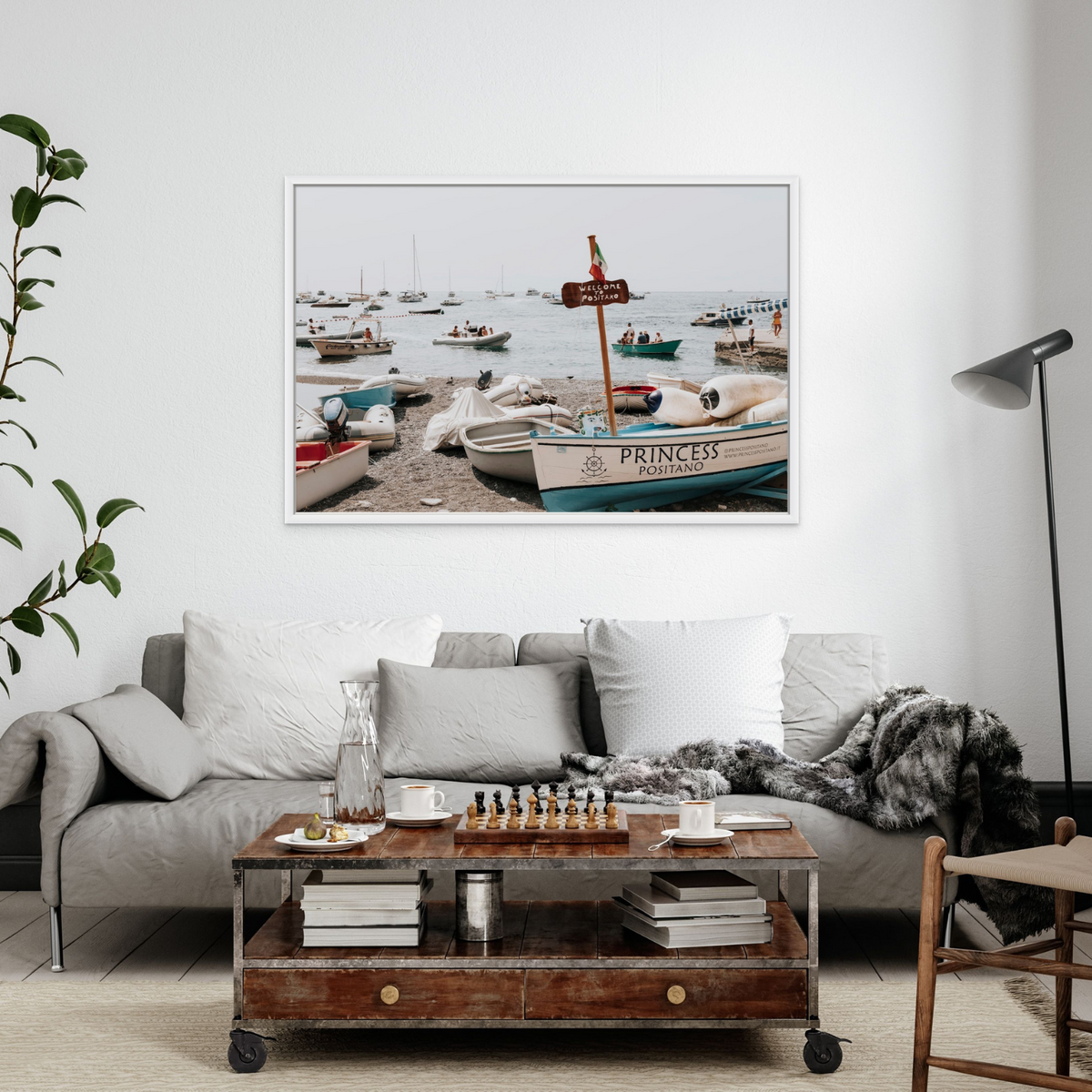 Princess Positano Positano wall art framed print styled in a room