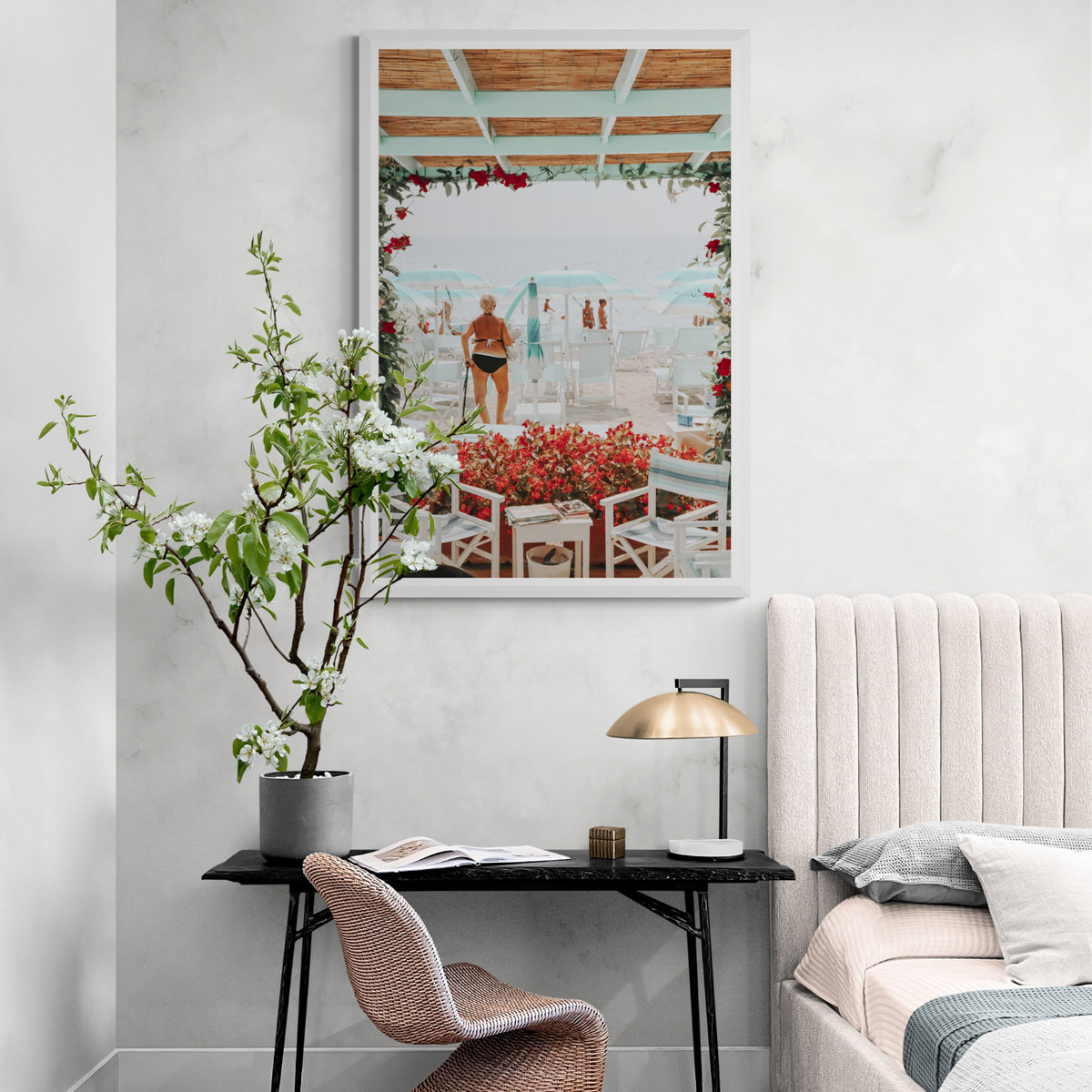 Nonna's Italian Escape Alassio Italian wall art framed print styled in a room