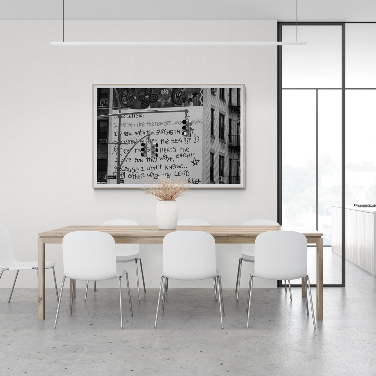 Love Letter New York NYC Black & White wall art framed print styled in a room view 2