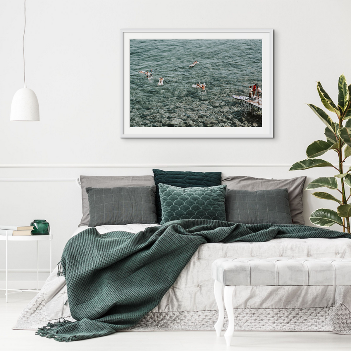 Having A Whale Of A Time Tuscany coastal wall art framed print styled in a room