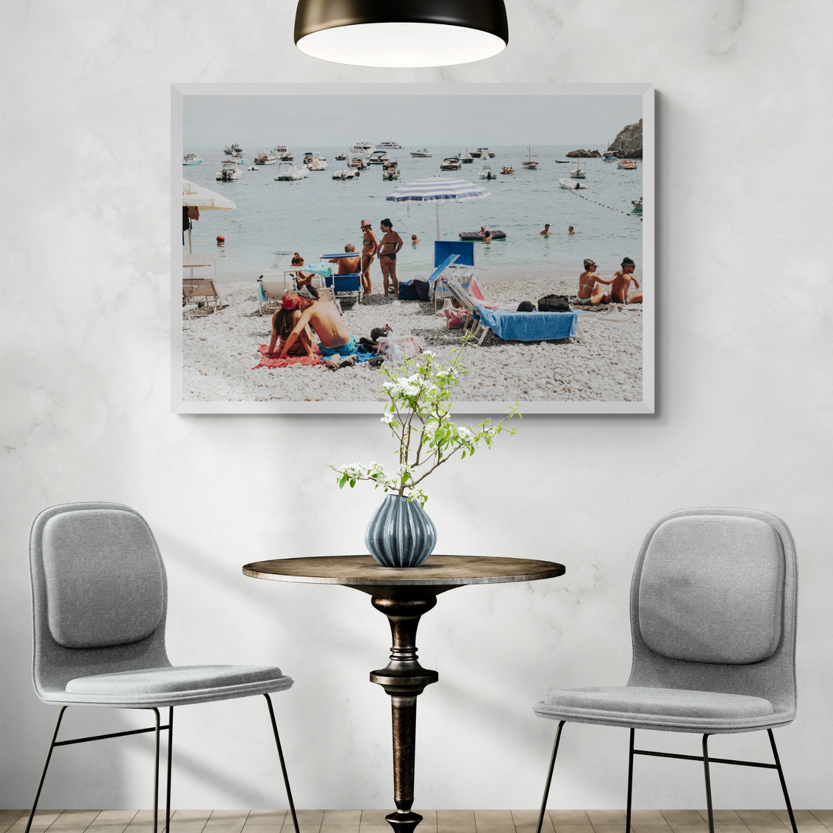 The Kiss Nerano wall art framed print styled in a room