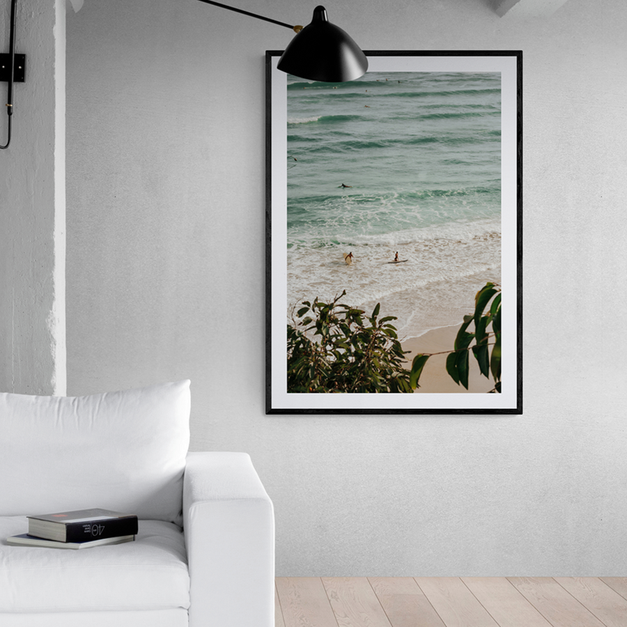Private Paradise Byron Bay beach wall art framed print styled in a room