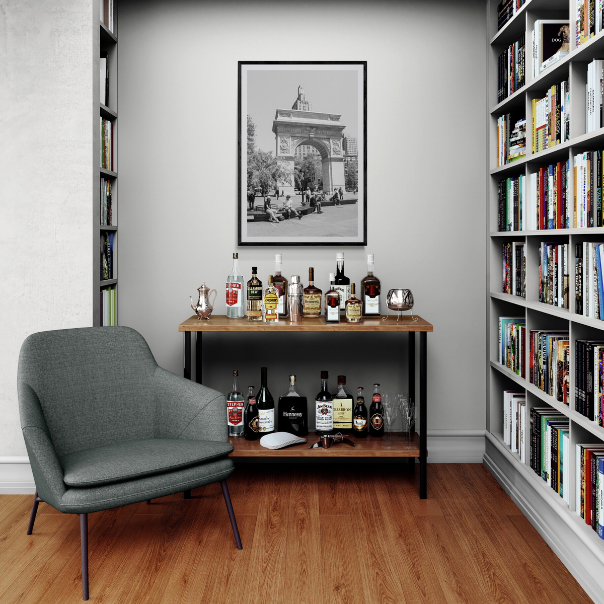 City Picnic New York NYC Black & White wall art framed print styled in a room
