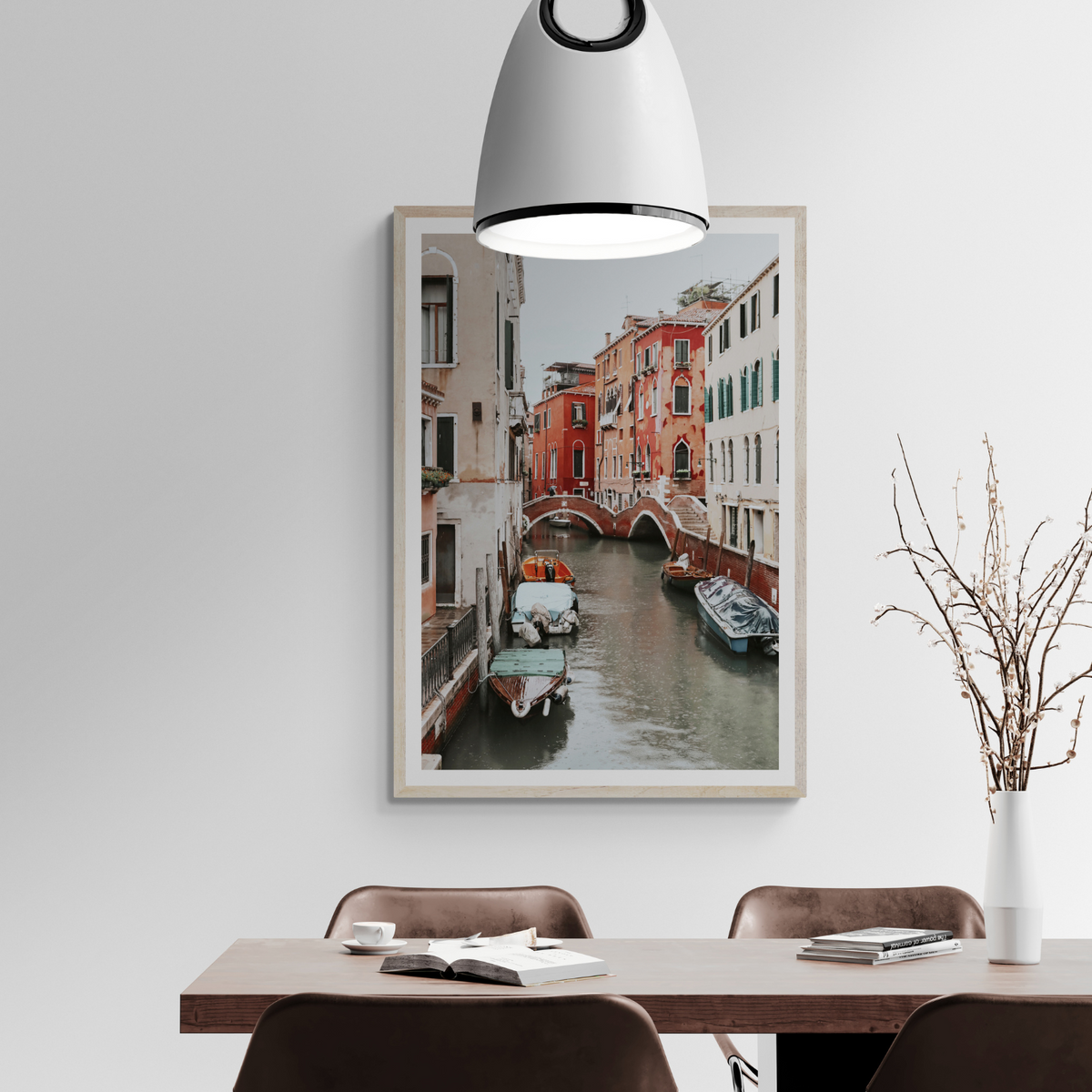 City of Water Venice Italian Mediterranean decor wall art framed print styled in a room view 3