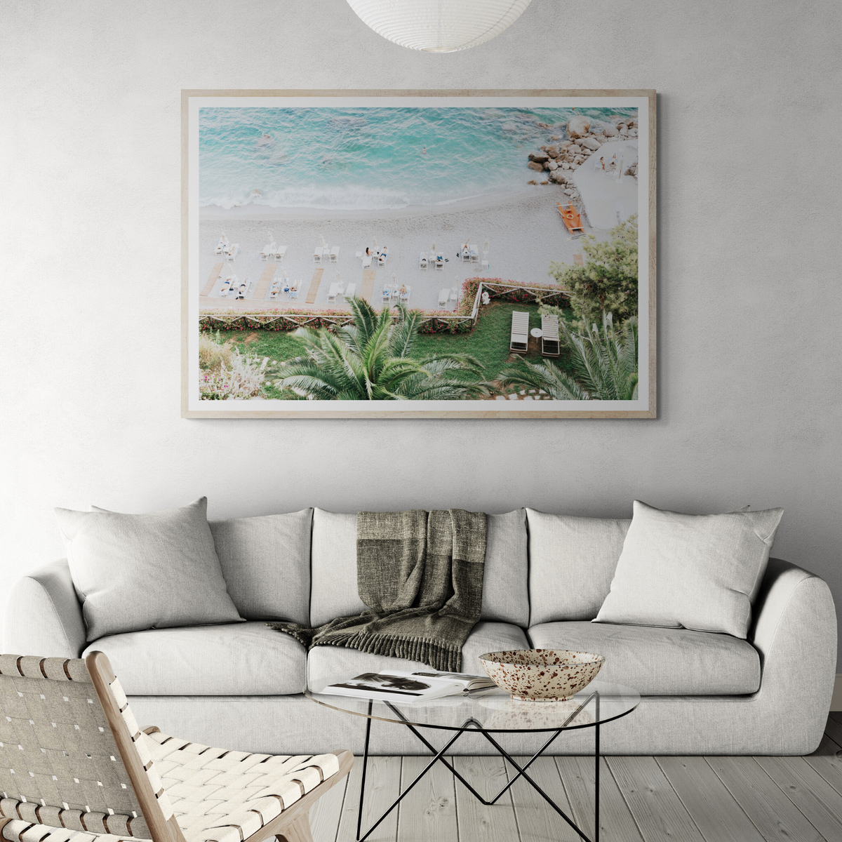 Elysian Amalfi Coast coastal wall art framed print styled in a room