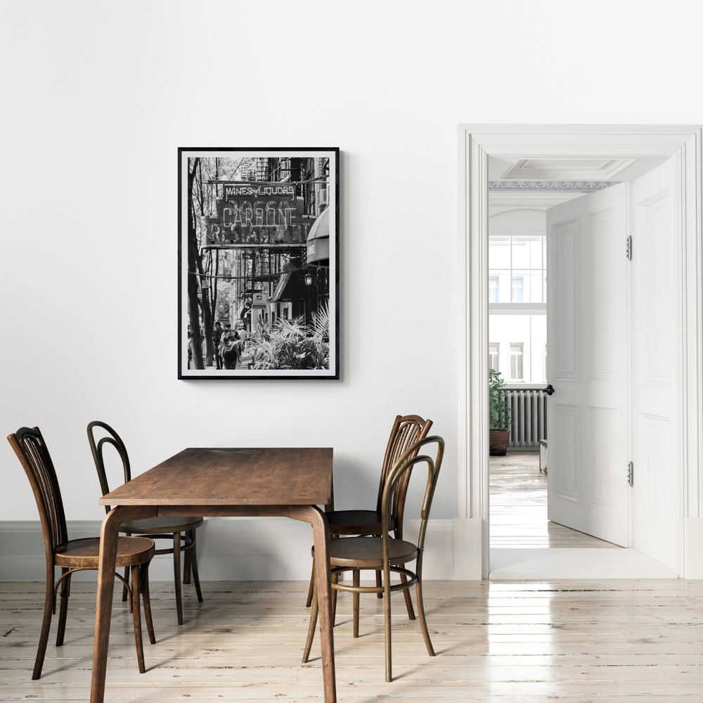 Paparazzi To Pasta New York NYC Black & White wall art framed print styled in a room view 3