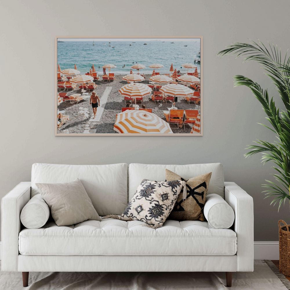 Shoreline Strut Positano wall art framed print styled in a room view 3