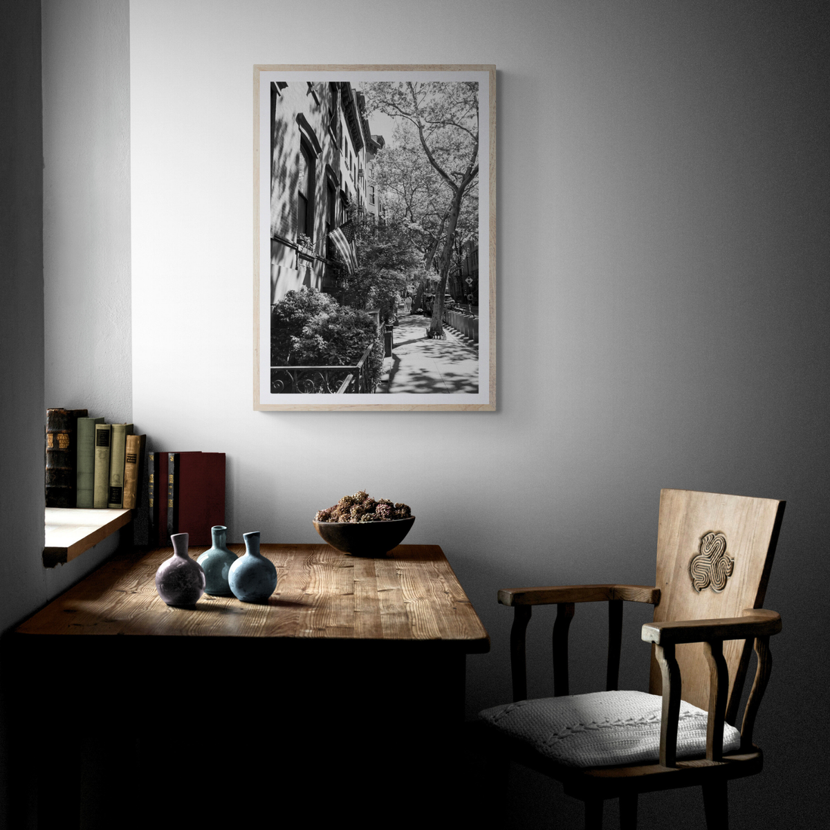 Urban Patriotism New York NYC Black & White wall art framed print styled in a room view 2