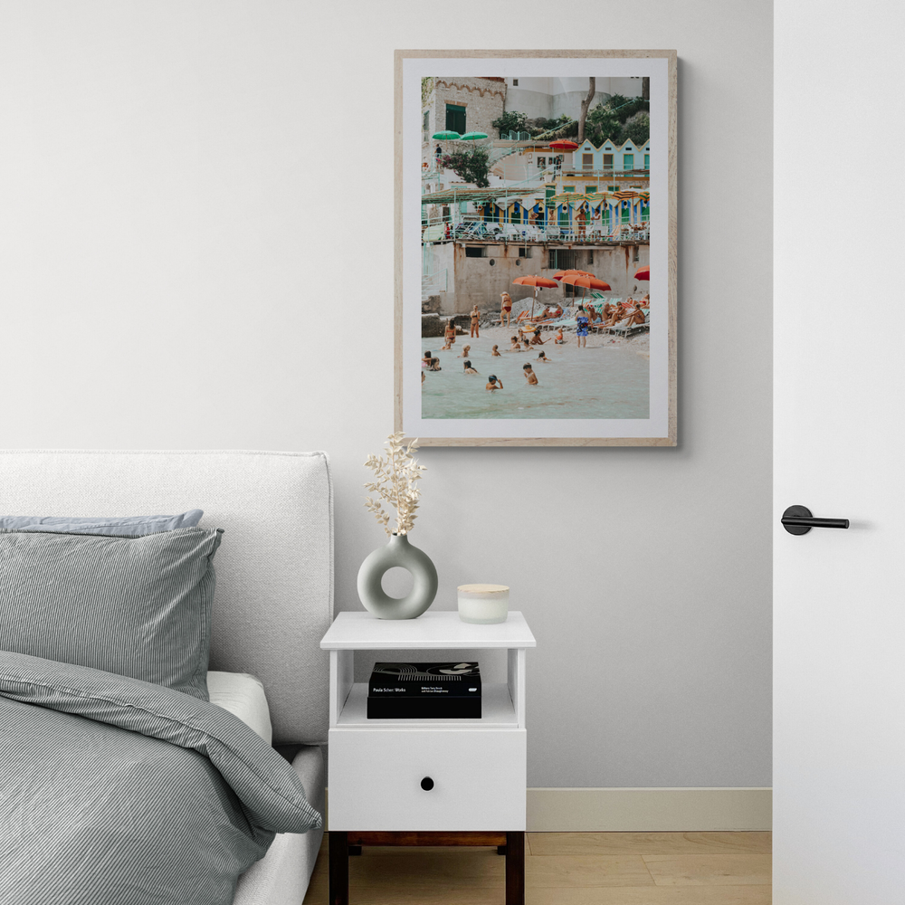 Kaleidoscope Capri coastal Mediterranean wall art framed print styled in a room view 3