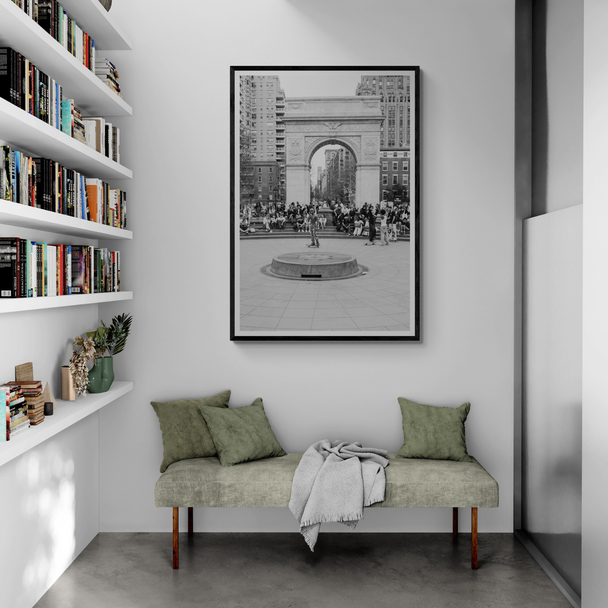 Concrete Conqueror New York NYC Skateboard wall art framed print styled in a room view 2