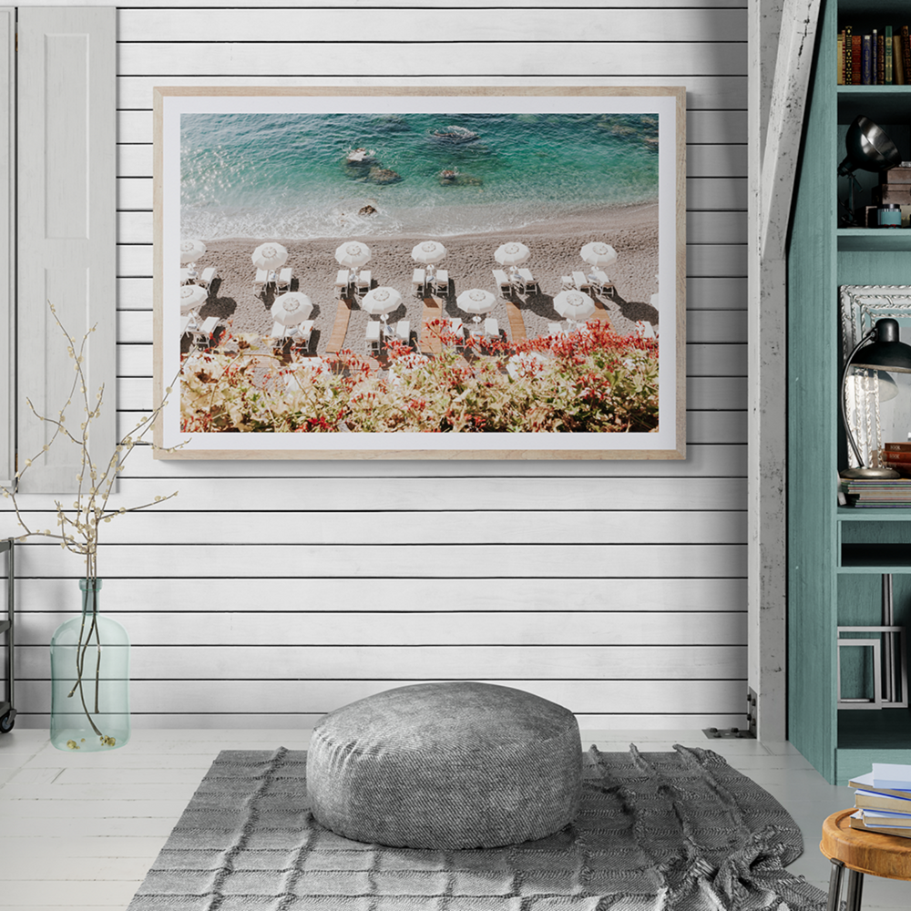Coastal Charms Amalfi coastal wall art framed print styled in a room view 2