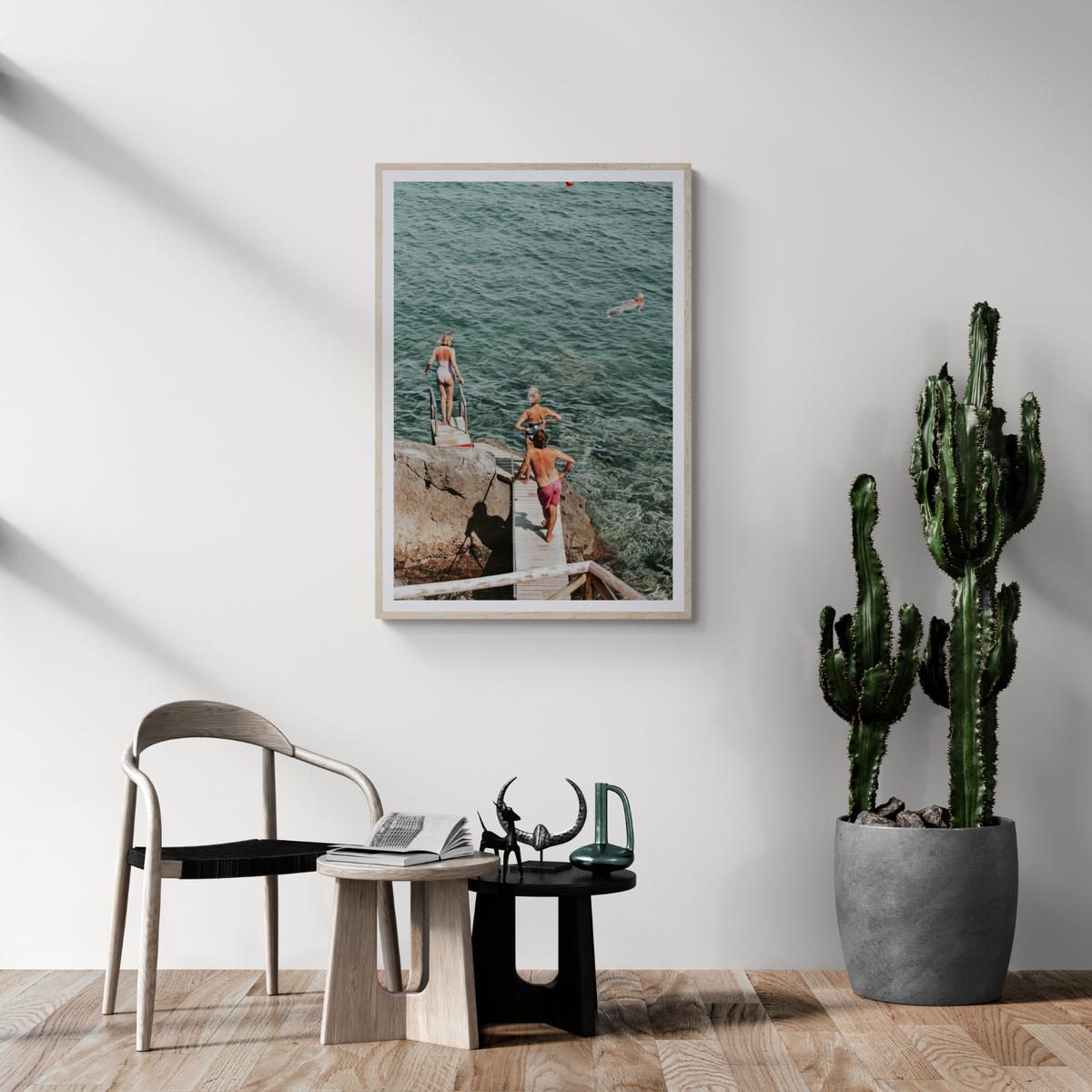 Freewheeling Spirit Tuscany coastal Italian wall art framed print styled in a room