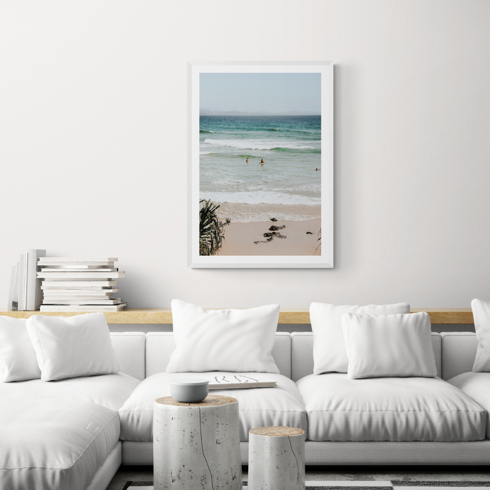 Lets Go Trippin' Byron Bay Surf coastal wall art framed print styled in a room view 3