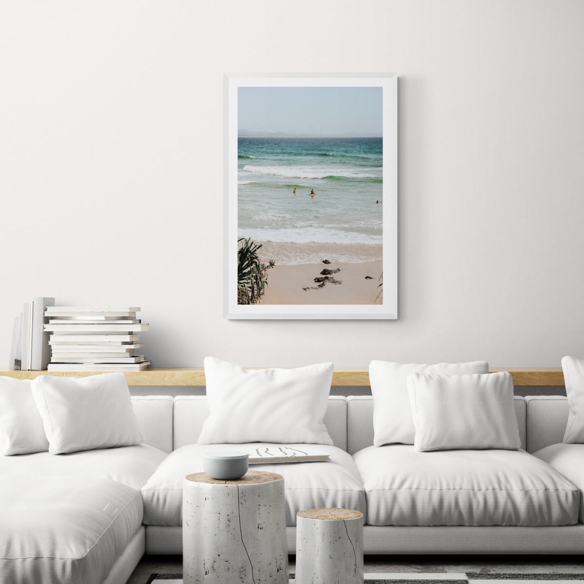 Lets Go Trippin' Byron Bay Surf coastal wall art framed print styled in a room view 3