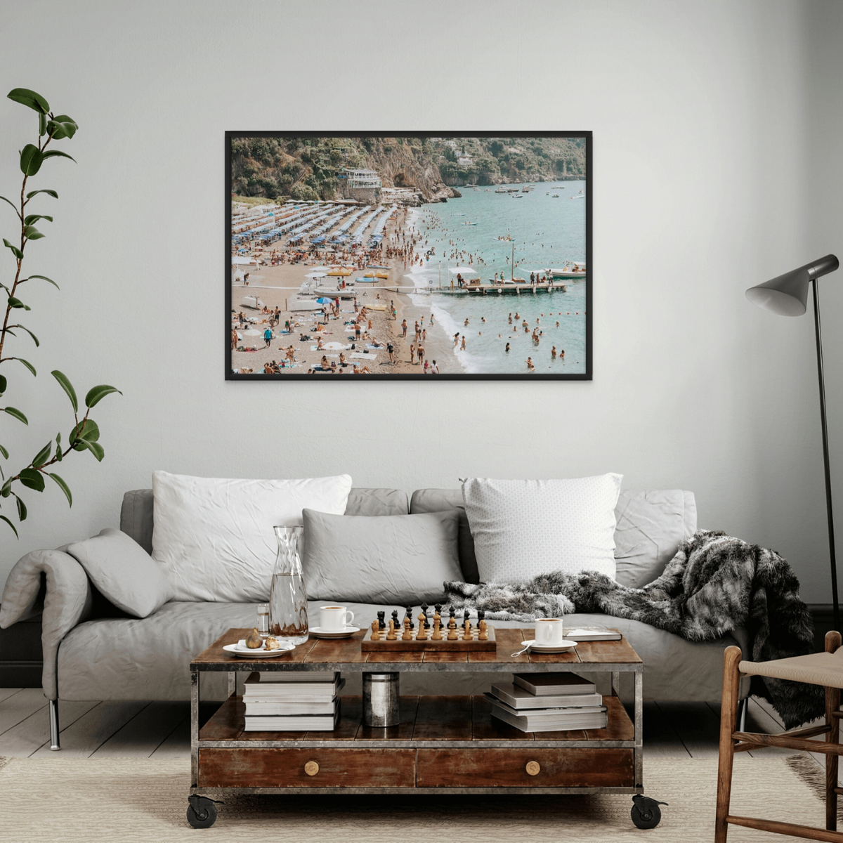 Vista Costiera Positano decor wall art framed print styled in a room view 2
