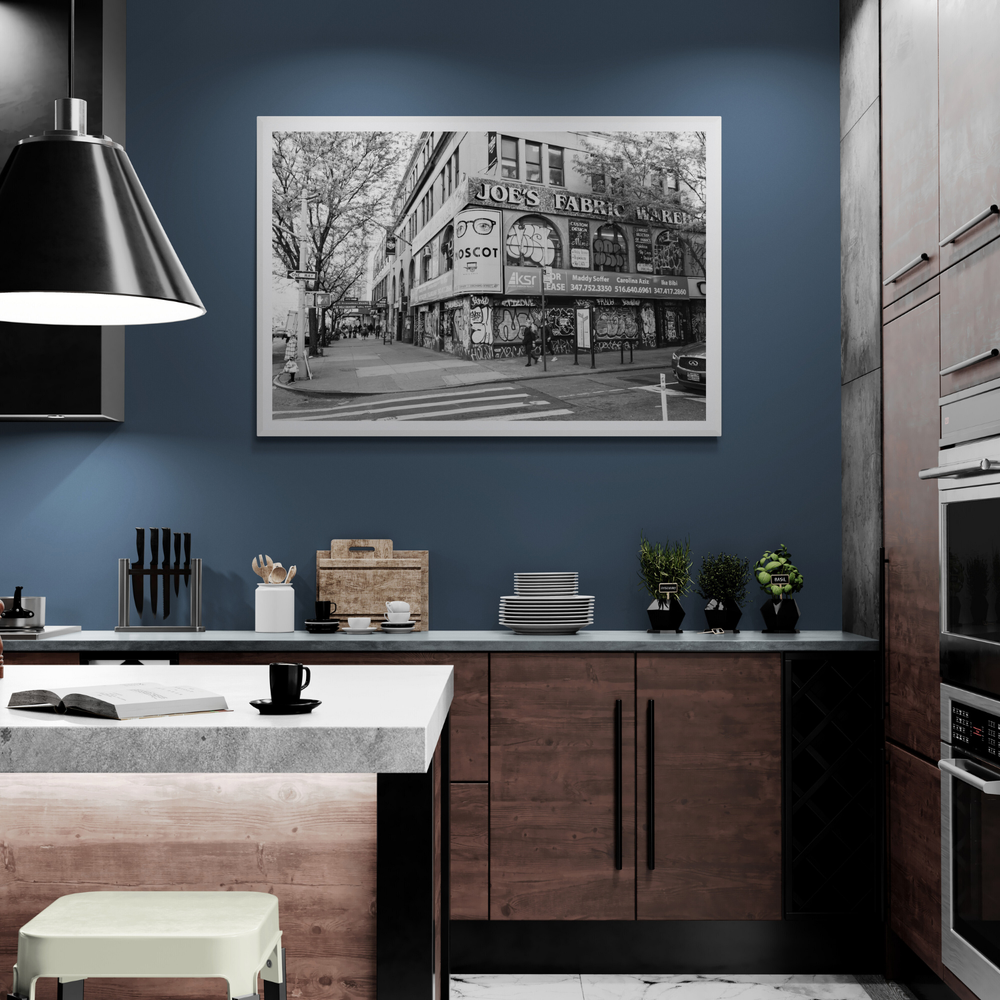 Wall Poetry New York NYC Black & White wall art framed print styled in a room view 3