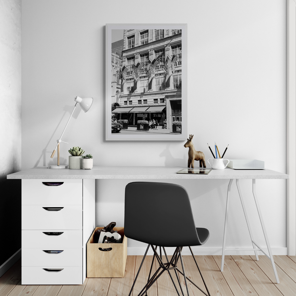 Luxury On Fifth New York NYC Black & White wall art framed print styled in a room view 2