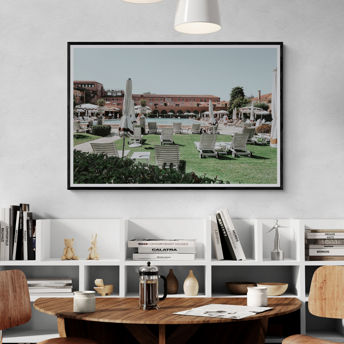 Arrigo Venice Italian wall art framed print styled in a room