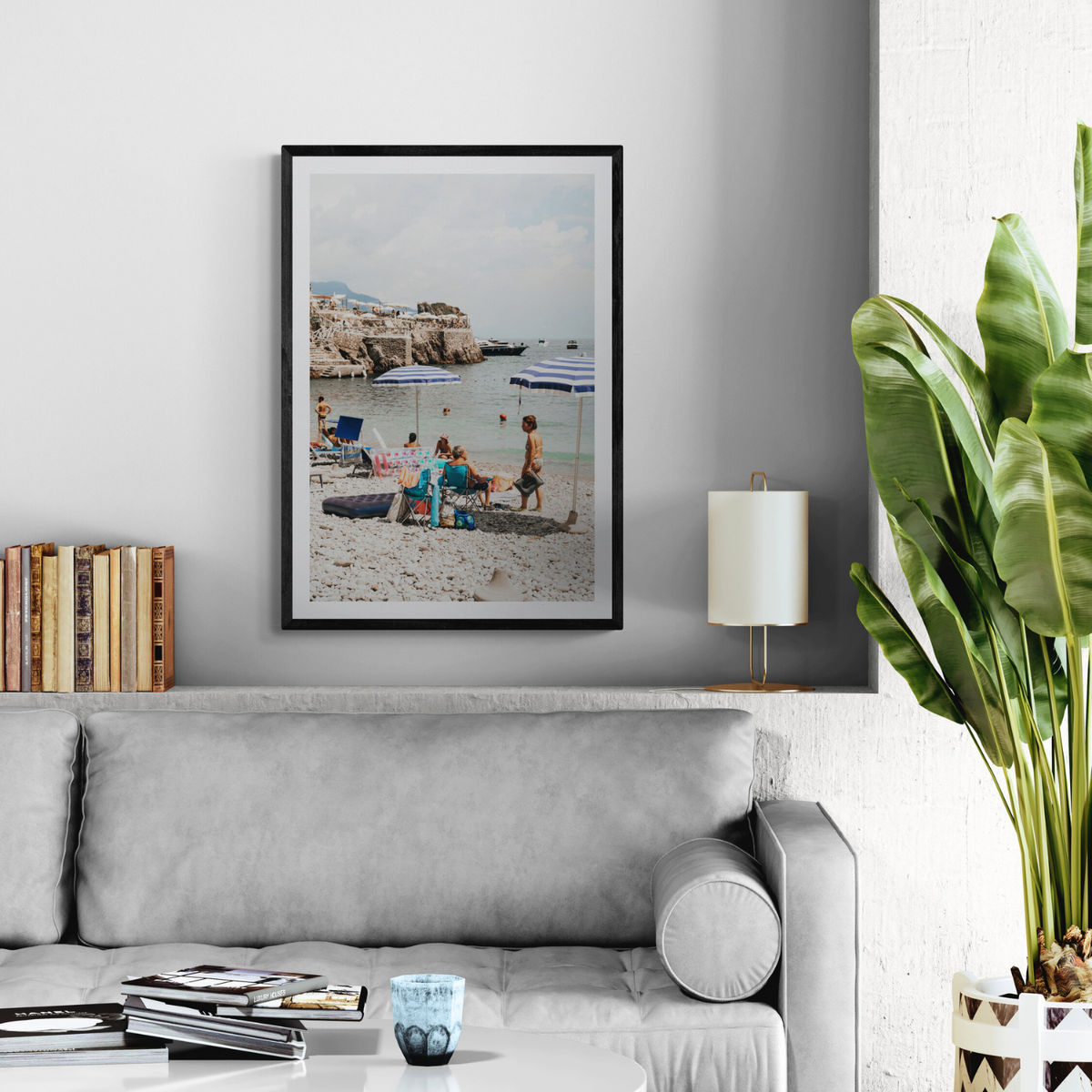 Couple Goals Nerano Amalfi Coast coastal wall art framed print styled in a room
