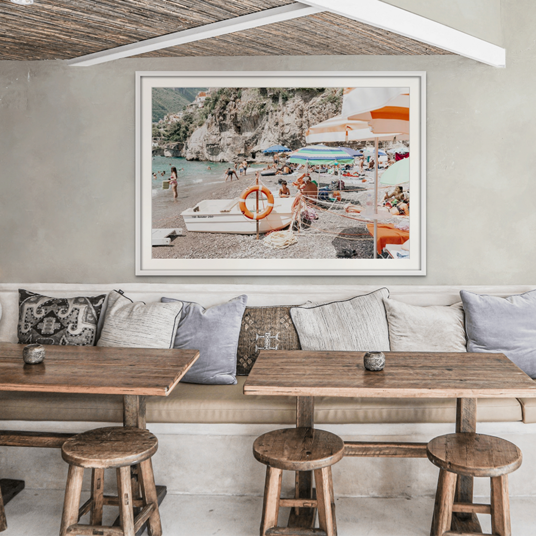 Bellezza By The Bay Positano wall art framed print styled in a room view 2
