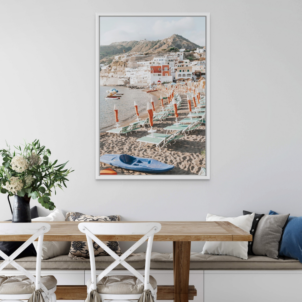 L'Isola del Paradiso Ischia Mediterranean wall art framed print styled in a room