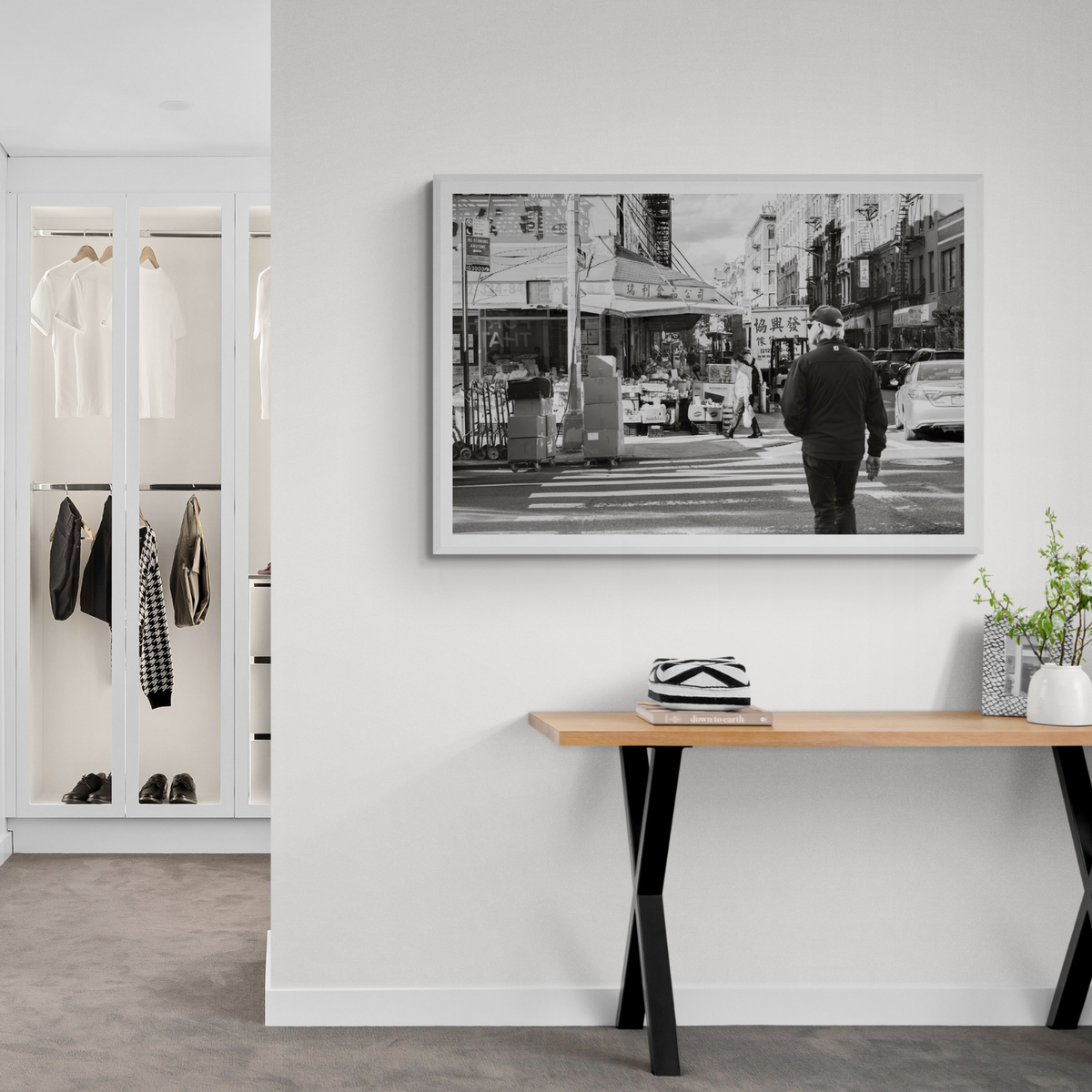 Chinatown New York NYC Street wall art framed print styled in a room view 2