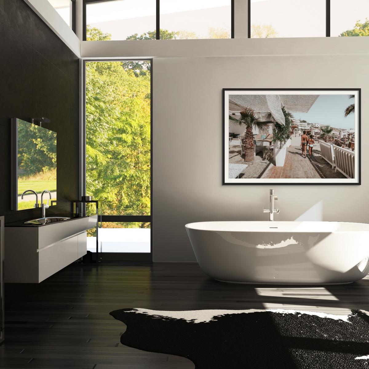 Mitera Kori Mykonos Greek island wall art framed print styled in a room view 2