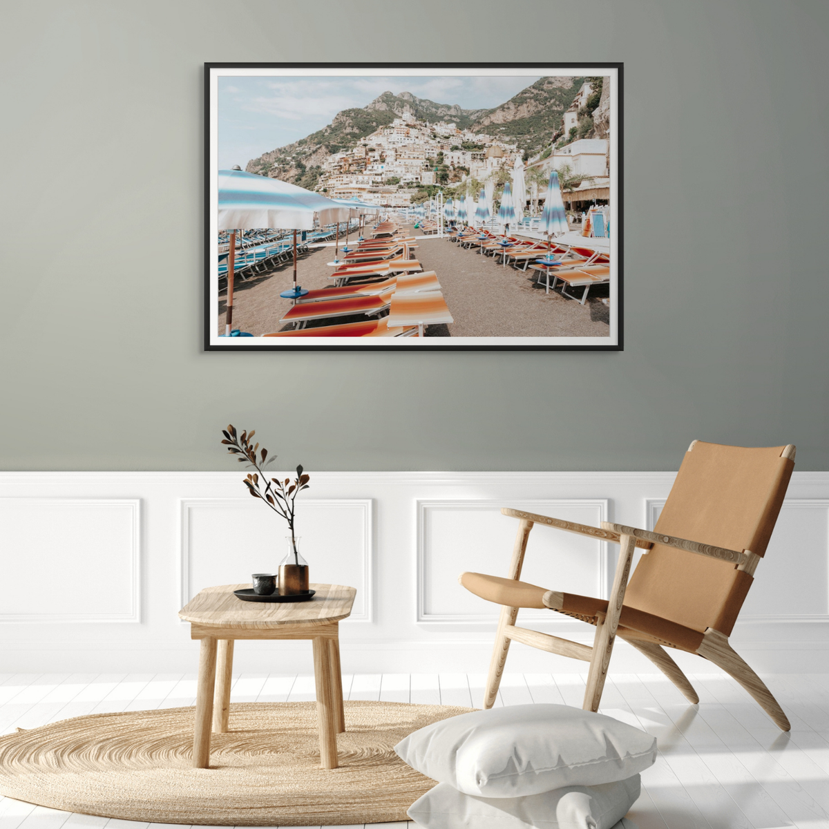 Spiaggia Grande Positano wall art framed print styled in a room view 2