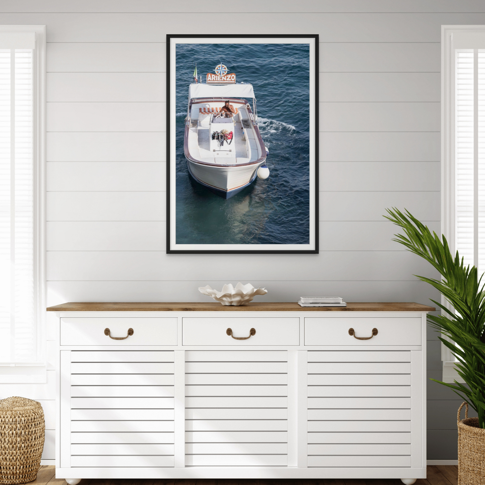 Pilota di Motoscafo Positano wall art framed print styled in a room view 2